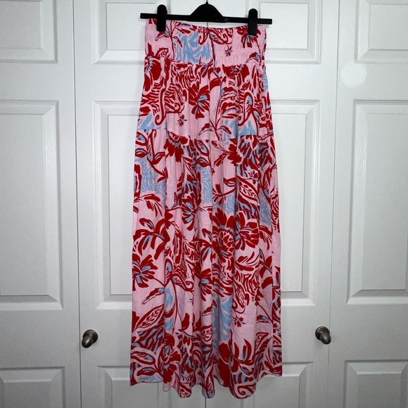 Paper Heart Dresses & Skirts - Paper heart M Linen blend floral Print Maxi Skirt Anthropologie Valentines